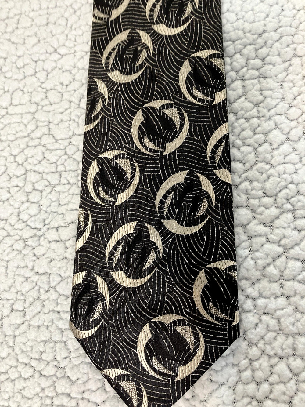 Jhane Barnes Gray & Silver 100% Silk Patterned Mens Tie 57" x 4"
